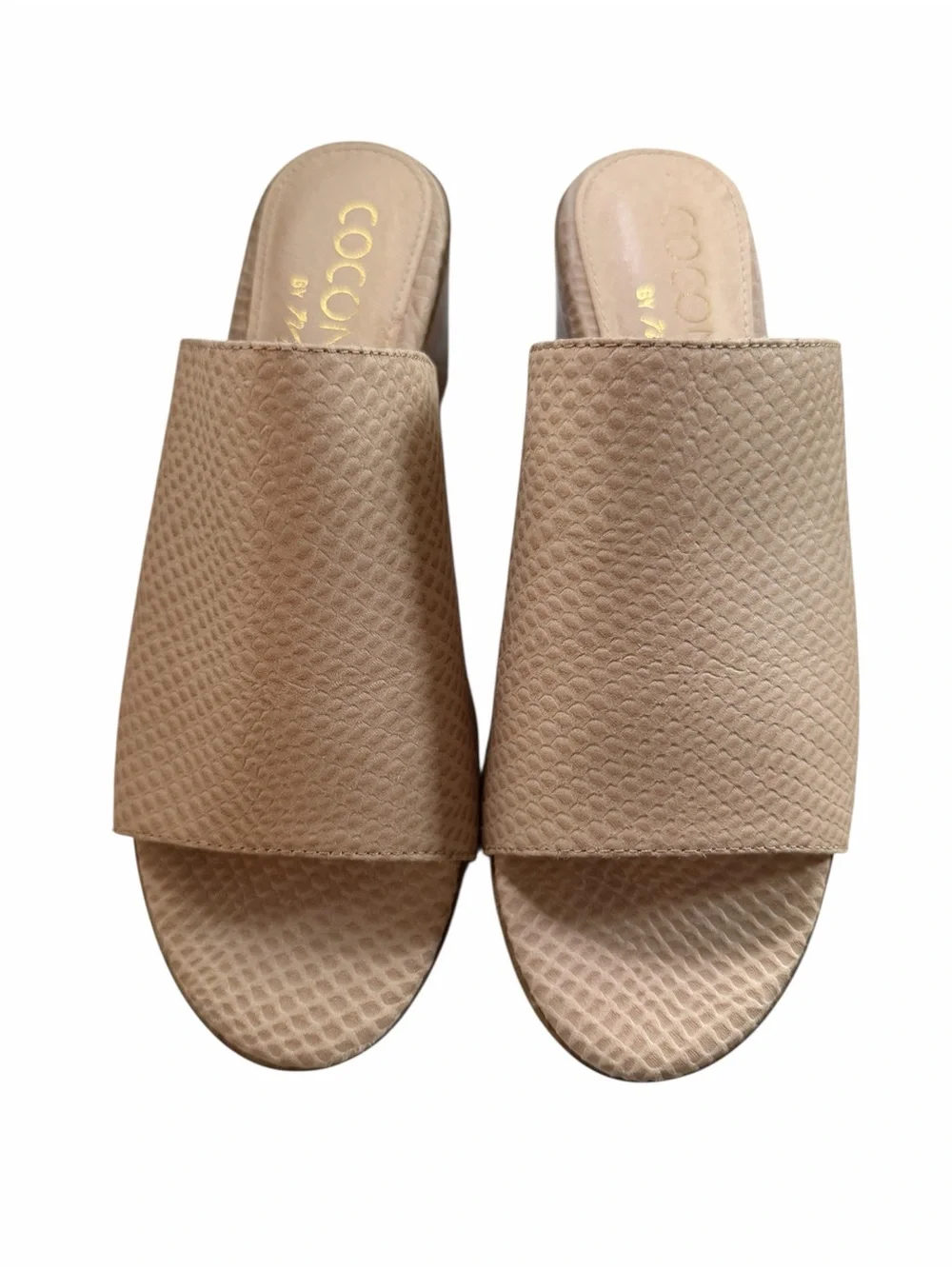 Coconuts by Matisse Freya Neutral Beige Faux-Snakeskin Wedge Mules 2.5” Heel 7M - Picture 4 of 8